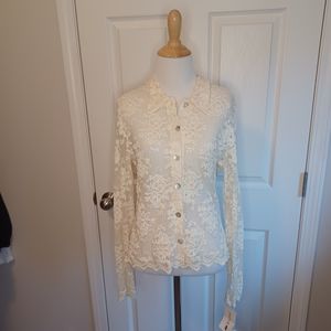 Vintage Saks Fifth Avenue Deadstock Ivory Lace Blouse